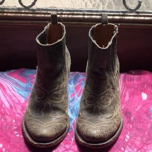 Lucchese grey/tan western booties. Size 7